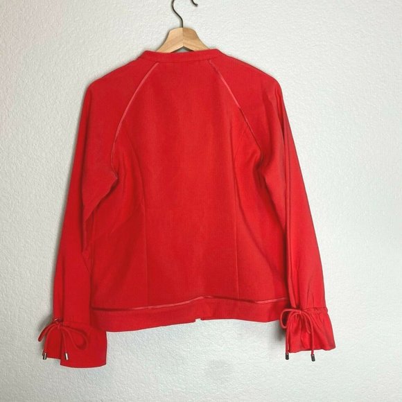 H by Halston Zip Front Bomber Jacket Size 4 Drawstring Sleeves Candy Red A350234 - Picture 4 of 8